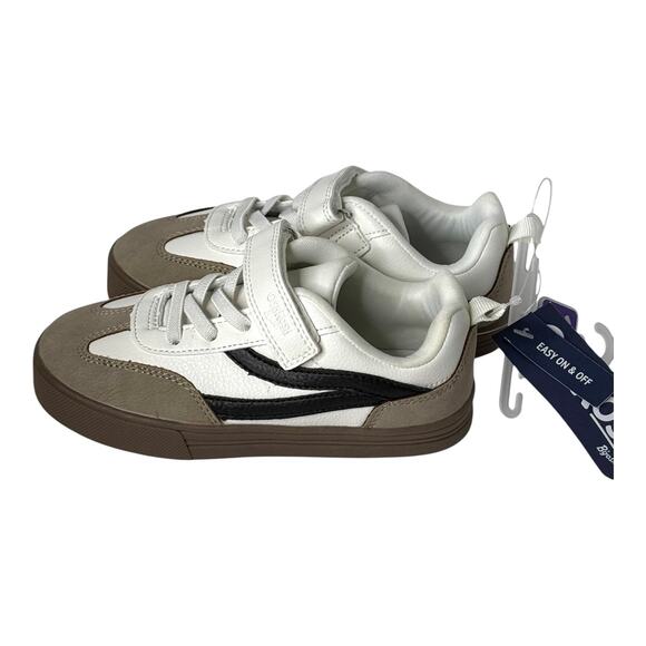 NEW OshKosh B Gosh Toddler 11 Boys FASHION SNEAKER SHOES Hook & Loop White Brown - Picture 1 of 6